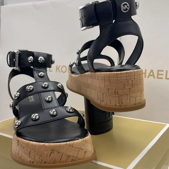 MICHAEL KORS Selah Studded Platform Gladiator Silver Studded Sandal
Black 
New - Picture 8 of 16